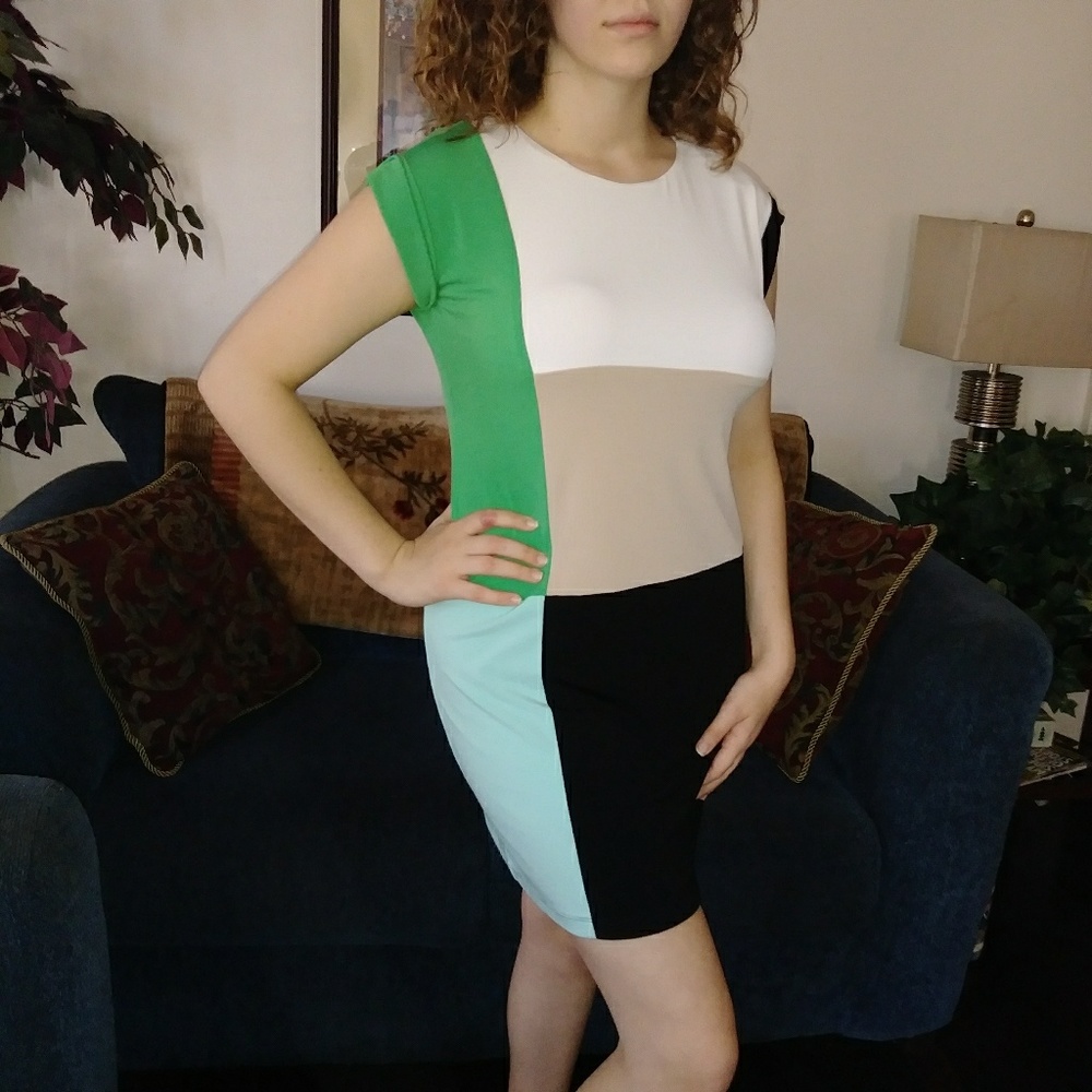 Donna Morgan Color Block Dress EUC